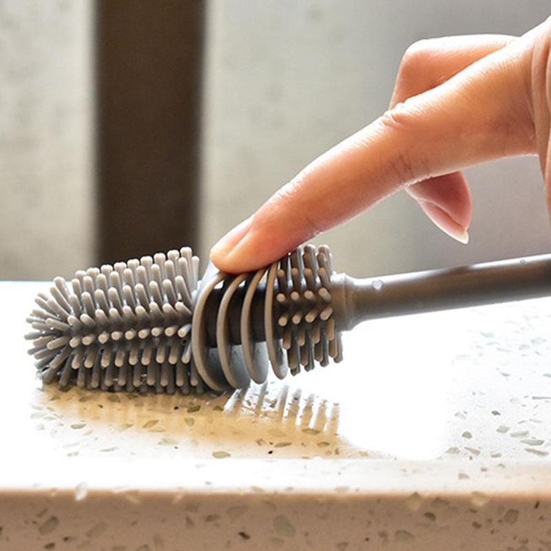 Long handled brush for cleaning narrow neck containers Long handled brush for cleaning narrow neck containers